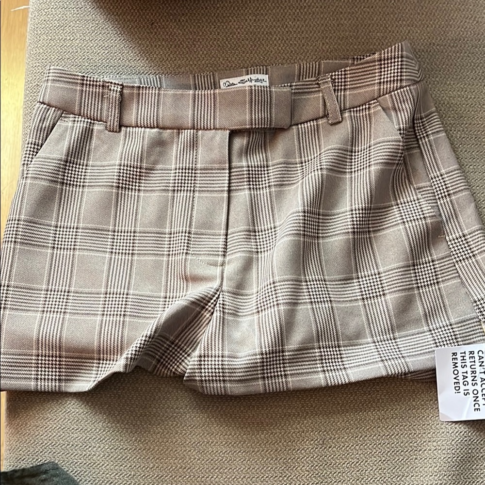 Brown Plaid Women Shorts